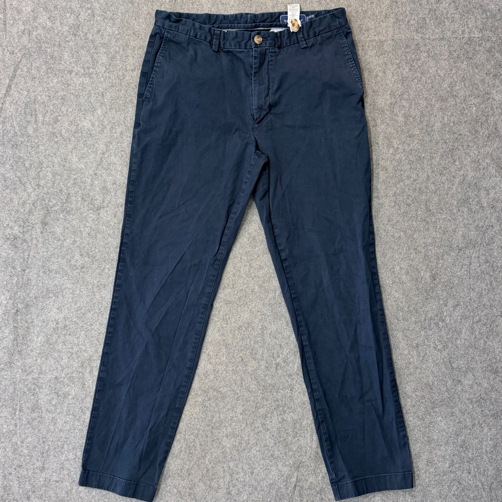 Vineyard Vines Navy Blue Flat Front Breaker Chino Pants Men's Size 35x30.5*